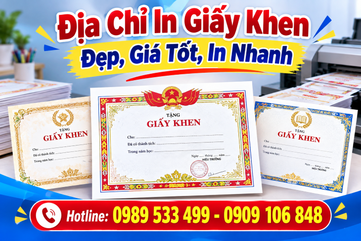  Địa Chỉ In Giấy Khen Đẹp, Giá Tốt, In Nhanh