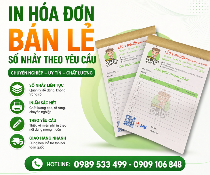  In hóa đơn bán lẻ số nhảy theo yêu cầu, uy tín, chính xác